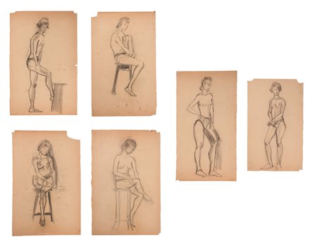 Lotto di sei nudi femminili