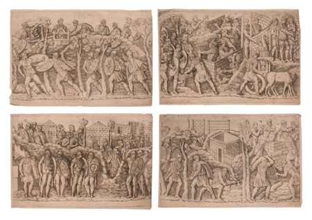 N. 4 incisioni raffiguranti militari antica Roma