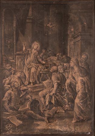 Incisione settecentesca Cristo fra i Dottori
