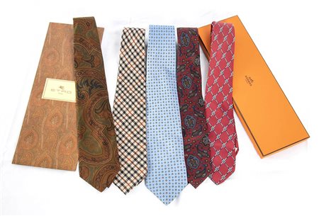 ETRO, MARINELLA, DAKS, HERMES, VALENTINO LOTTO DI 5 CRAVATTE anni 80/90
