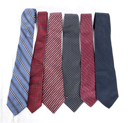 CARTIER, VALENTINO, CARDIN, CELINE, FERRÈ, BROOKS BROTHERS LOTTO DI 6 CRAVATTE anni 80/90