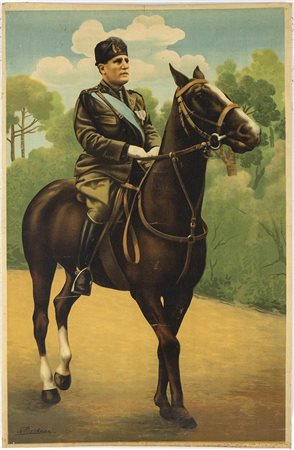 Borsari, A. (Illustratore, metà '800 - '930)  Mussolini a cavallo