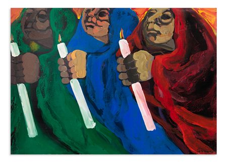 SAVERIO TERRUSO (1939-2003) - Processione, anni '80