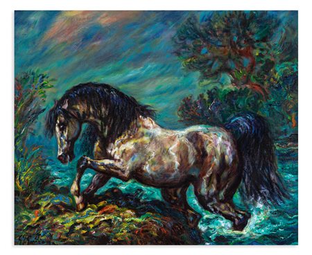 GIOVAN FRANCESCO GONZAGA (1909-2003) - Corsiero uscente dalle acque,1968