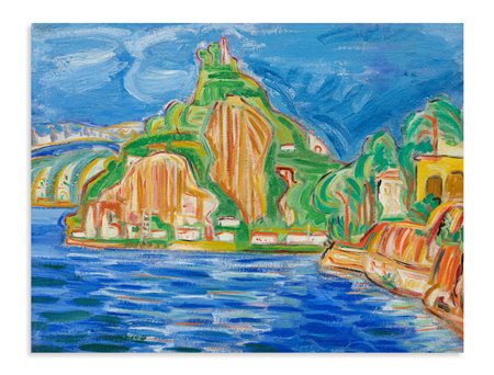 ENRICO BAJ (1924-2003) - Lago Maggiore a Caldè, 1947