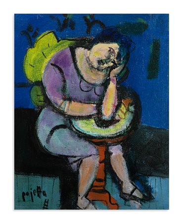 GUIDO PAOLO PAJETTA (1898-1987) - Donna annoiata al tavolino, 1979