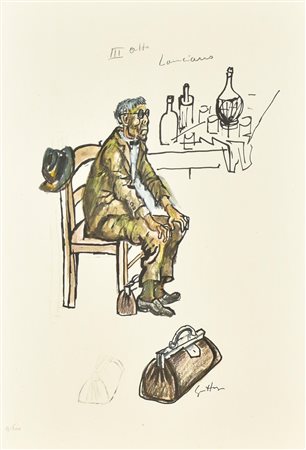 Renato Guttuso LANCIANO litografia su carta, cm 35x50; es. 17/300 firma in...
