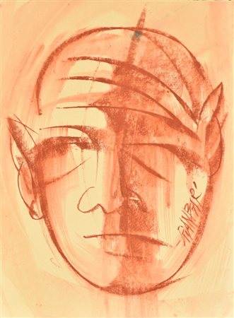 GIANBAR (Gianni Baretta) UN UOMO tecnica mista su cartoncino, cm 30,5x22,5...