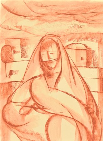 GIANBAR (Gianni Baretta) DONNA ARABA tecnica mista su cartoncino, cm 42,5x32...