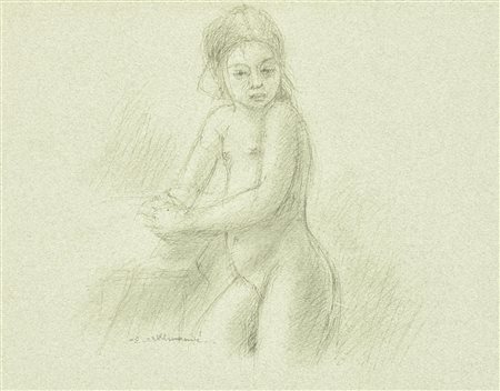 Enrico Allimandi BIMBA IN PIEDI matita su carta, cm 24x30 firma eseguito nel...