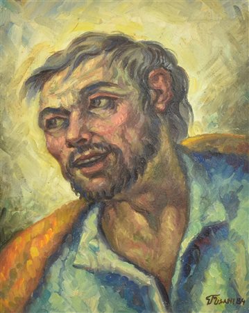 Giovanni Misani STUDIO affresco, cm 80x68 firma e data sul retro: etichetta...