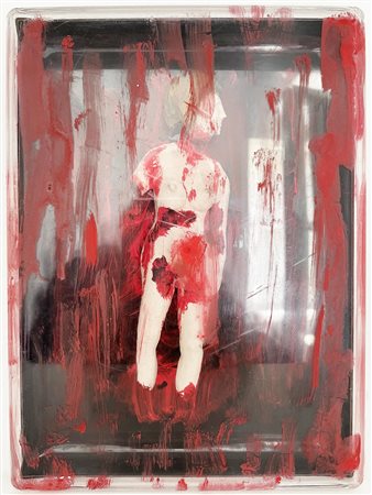Claudio Parigi FEMMINICIDIO gesso e vernice, cm 25x18x3,5 sul retro: firma,...