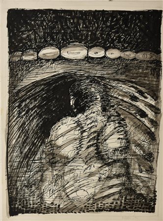 Claudio Knopfli SENZA TITOLO tecnica mista su carta, cm 60x45 firma e data...