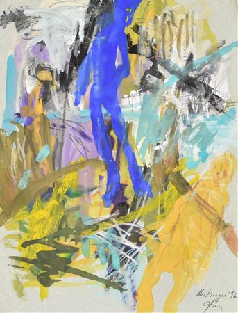 Roitinger FIGURA IN BLU tecnica mista su carta, cm 31x23,5 firma e data...