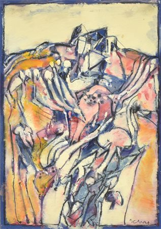 Sergio Scamu LANGA AMORE E ODIO tecnica mista su cartoncino, 34x24 firma sul...