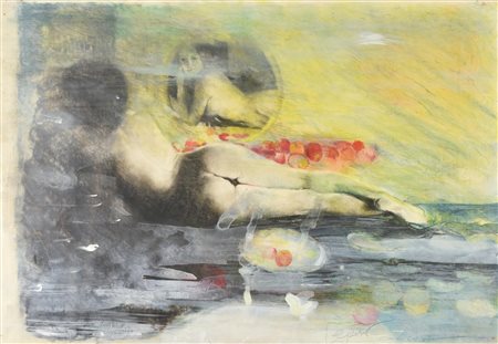 Ignoto NUDO FEMMINILE tecnica mista su carta, cm 50x73 firma