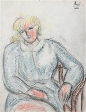 Enrico Baj Milano 1924 - Vergiate (Va) 2003 Figura, 1948 Pastelli su carta,...