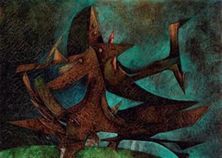 Gianni Dova Roma 1925 - Pisa 1991 Tre uccelli, 1968 Olio su tela, cm....