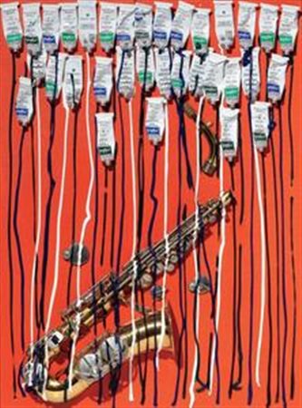 Arman Nizza 1928 - 2005 Senza titolo, 2002 Acrilico, tubetti e sax sezionato...