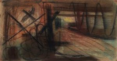 Hans Hartung Lipsia 1904 - Antibes 1989 OP 40 Carboncino e pastelli su carta,...