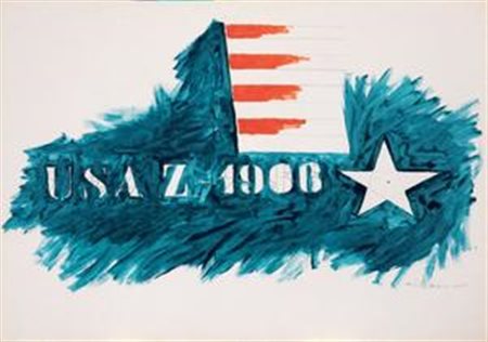 Franco Angeli Roma 1935 - 1988 Iscrizione navale, 1966 Smalto e matita su...