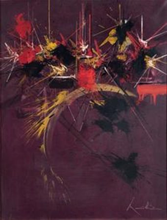 Georges Mathieu Boulogne-sur-mer 1921 Pleurs de flamme Olio su tela, cm....