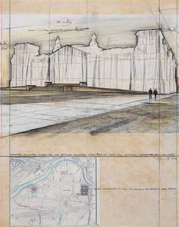 Christo Gabrovo 1935 Wrapped Reichstag, 1976 Collage e tecnica mista su...