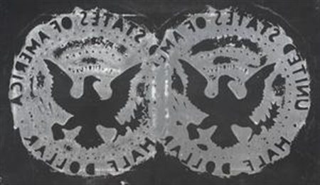 Franco Angeli Roma 1935 - 1988 Half Dollar, (1983) Smalto su tela, cm. 70x120...