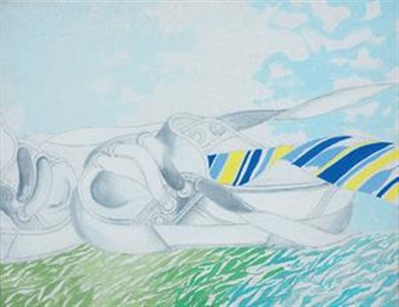 Umberto Buscioni Pistoia 1931 Sull'erba Tecnica mista su tela, cm. 35x45...