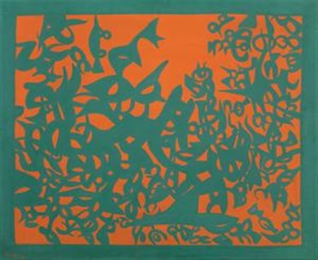 Carla Accardi Trapani 1924 Arancio verde, 1961 Caseina su tela, cm. 75x90...