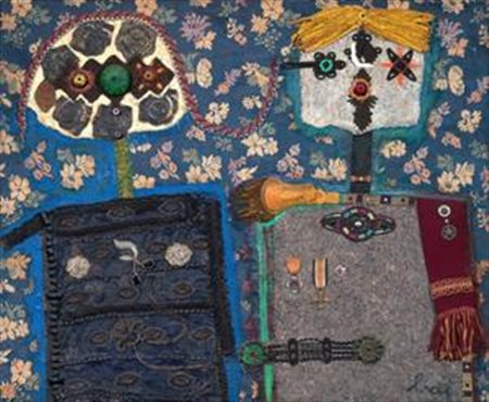 Enrico Baj Milano 1924 - Vergiate (Va) 2003 Due personaggi, 1963 Olio e...