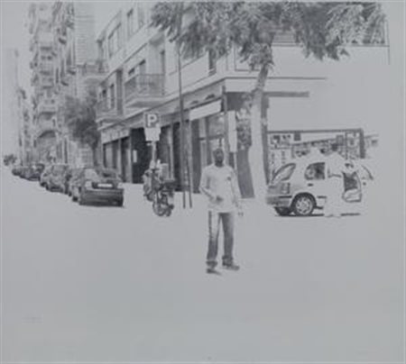 Giovanni Iudice Gela (Cl) 1970 Paesaggio urbano con figura, 2005 Matita su...
