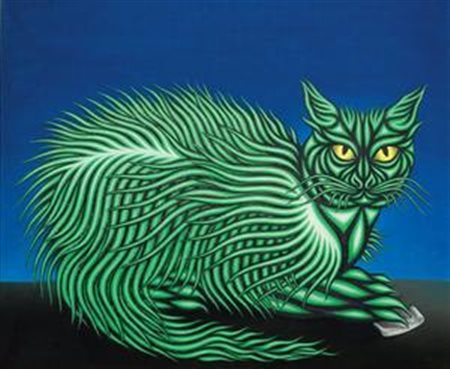 Luca Crocicchi Cantagallo (Fi) 1958 Il gatto , 2001 Olio su tela, cm. 100x120...