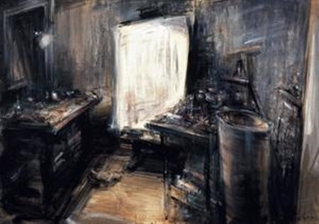 Alessandro Papetti Milano 1958 Interno, 1995 Olio su cartone applicato su...