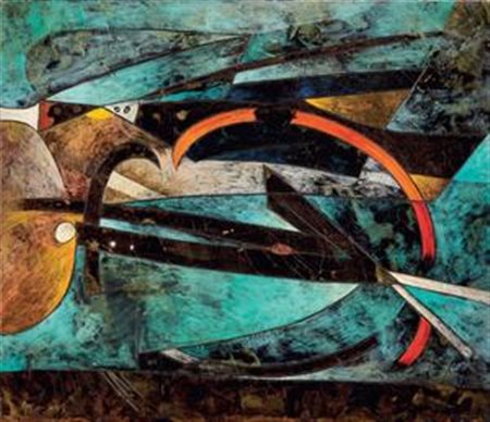 Gianni Dova Roma 1925 - Pisa 1991 Il cerchio si rompe, 1963 Olio su tela, cm....