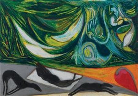 Mimmo Paladino Paduli (Bn) 1948 Senza titolo, 1989 Olio su cartone, cm....