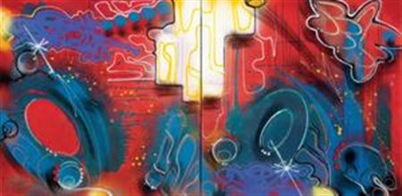 Toxic New York 1965 O's and O's, 2011 Pittura spray su tela, dittico, cm....