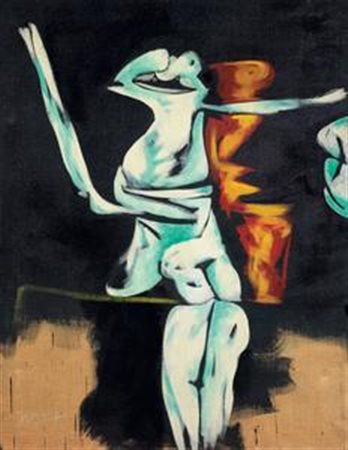 Gianni Dova Roma 1925 - Pisa 1991 Figura, 1960 Olio su tela, cm. 130x99,5...