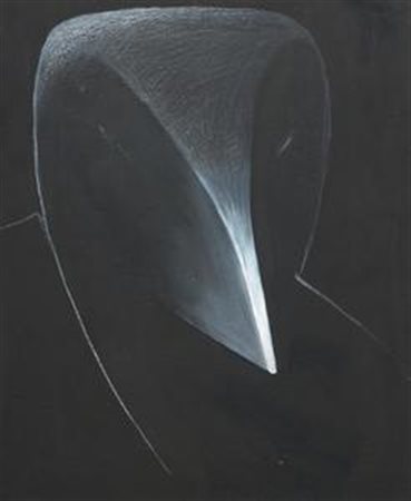 Volto Tecnica mista su tavola, cm. 43x36,5 Firma al verso: De Dominicis....