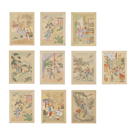 Dieci dipinti su seta giapponese