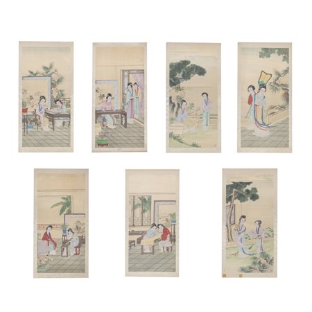 Sei dipinti su seta giapponesi