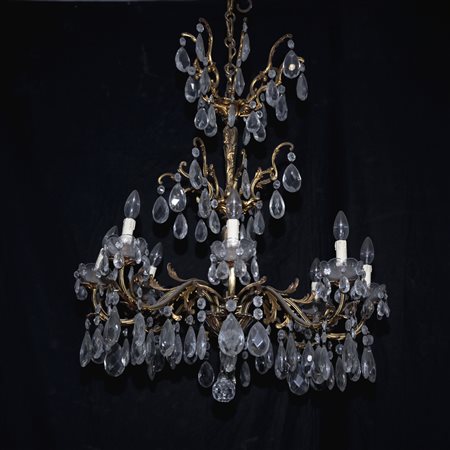 Lampadario a otto fiamme in cristallo Boemia