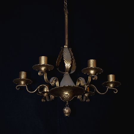 Tre lampadari in ferro battuto