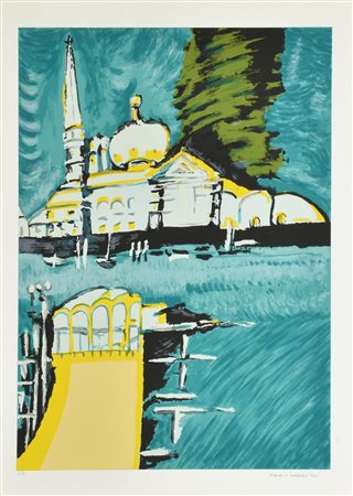 Remo Brindisi ISOLA S. GIORGIO MAGGIORE serigrafia su carta, cm 70x50; es....