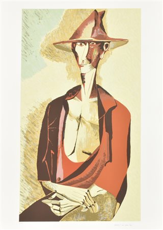 Remo Brindisi RITRATTO MASCHILE serigrafia su carta, cm 70x50; es. P.A. firma