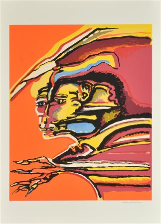 Remo Brindisi RITRATTO serigrafia su carta, cm 70x50; es. P.A. firma