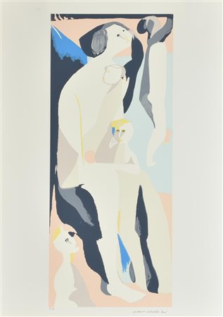 Remo Brindisi MATERNITA' serigrafia su carta, cm 70x50; es. P.A. firma