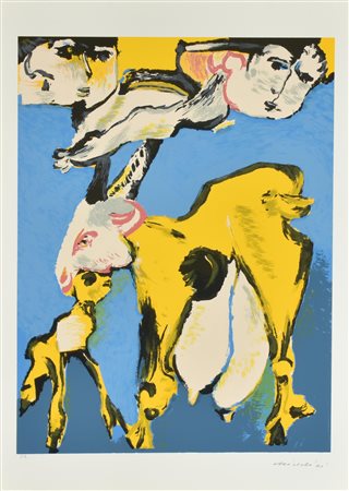 Remo Brindisi CAPRETTO serigrafia su carta, cm 70x50; es. P.A. firma