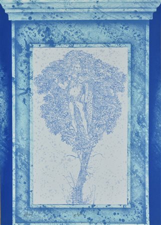 Fernando De Filippi SENZA TITOLO (BLU) litografia su carta, cm 68x47,5; es....