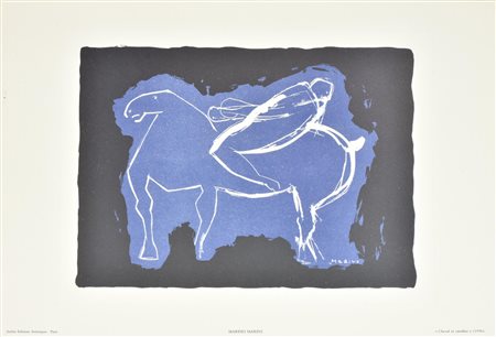 Marino Marini CHEVAL ET CHEVALIER stampa su carta, cm 35x50 firma in lastra